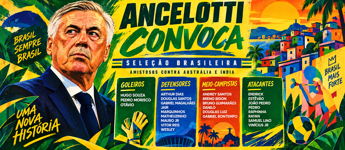 Seleção Brasileira: Ancelotti chama 26 jogadores para Data Fifa